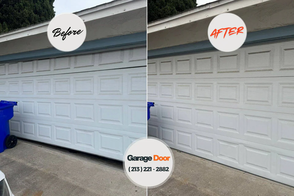 Before and after: garage door repair Marquette, MI